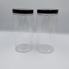 Two clear plastic jars for dog treats