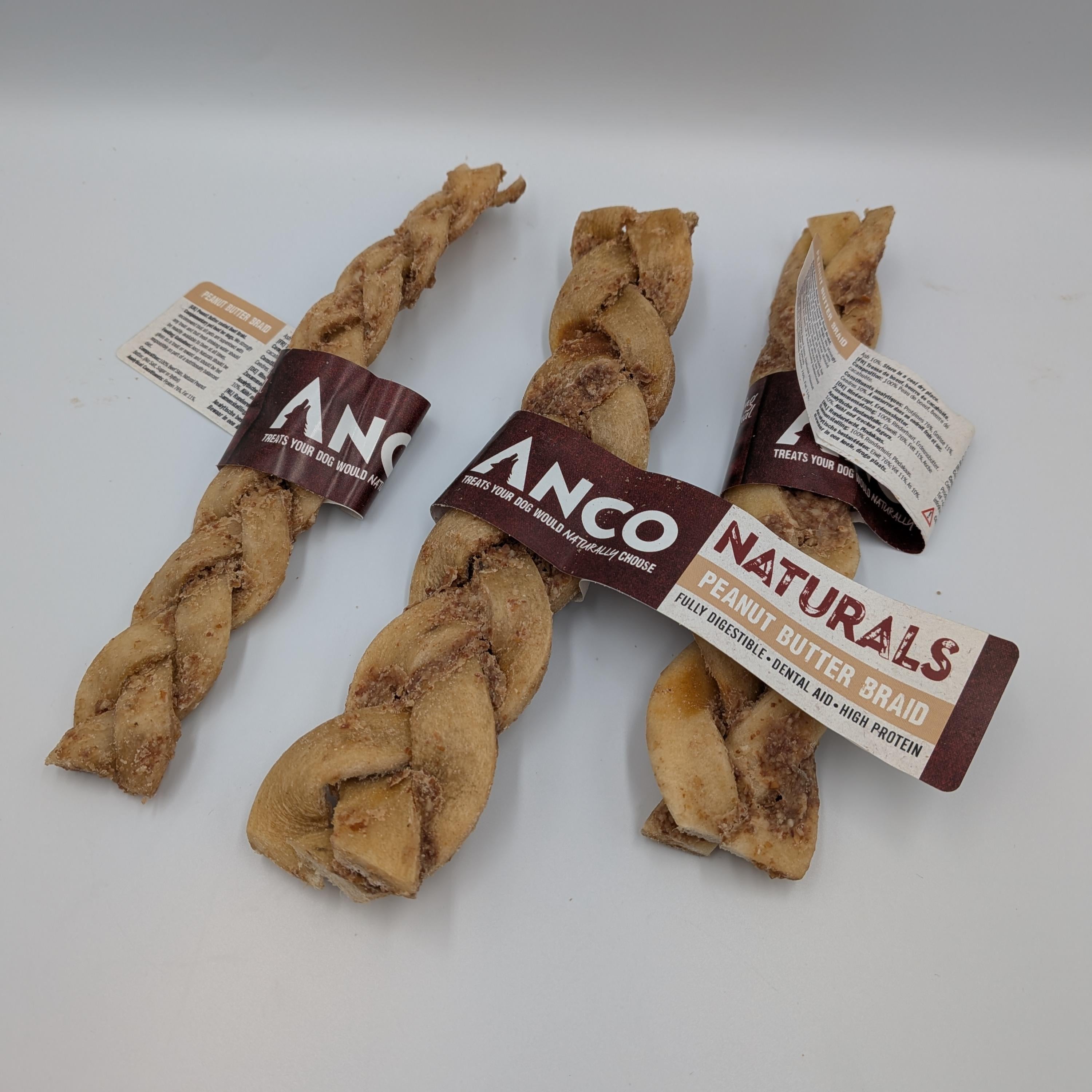Braided Beef Skin with Peanut Butter